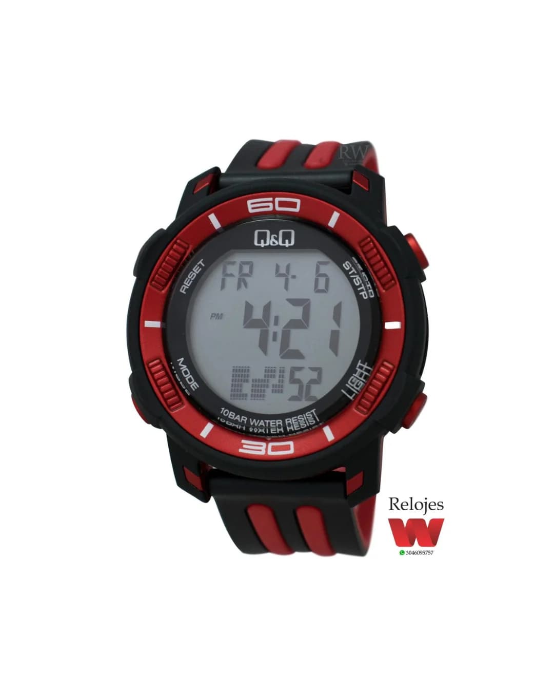 Reloj Qyq Hombre Negro Rojo de Q&Q