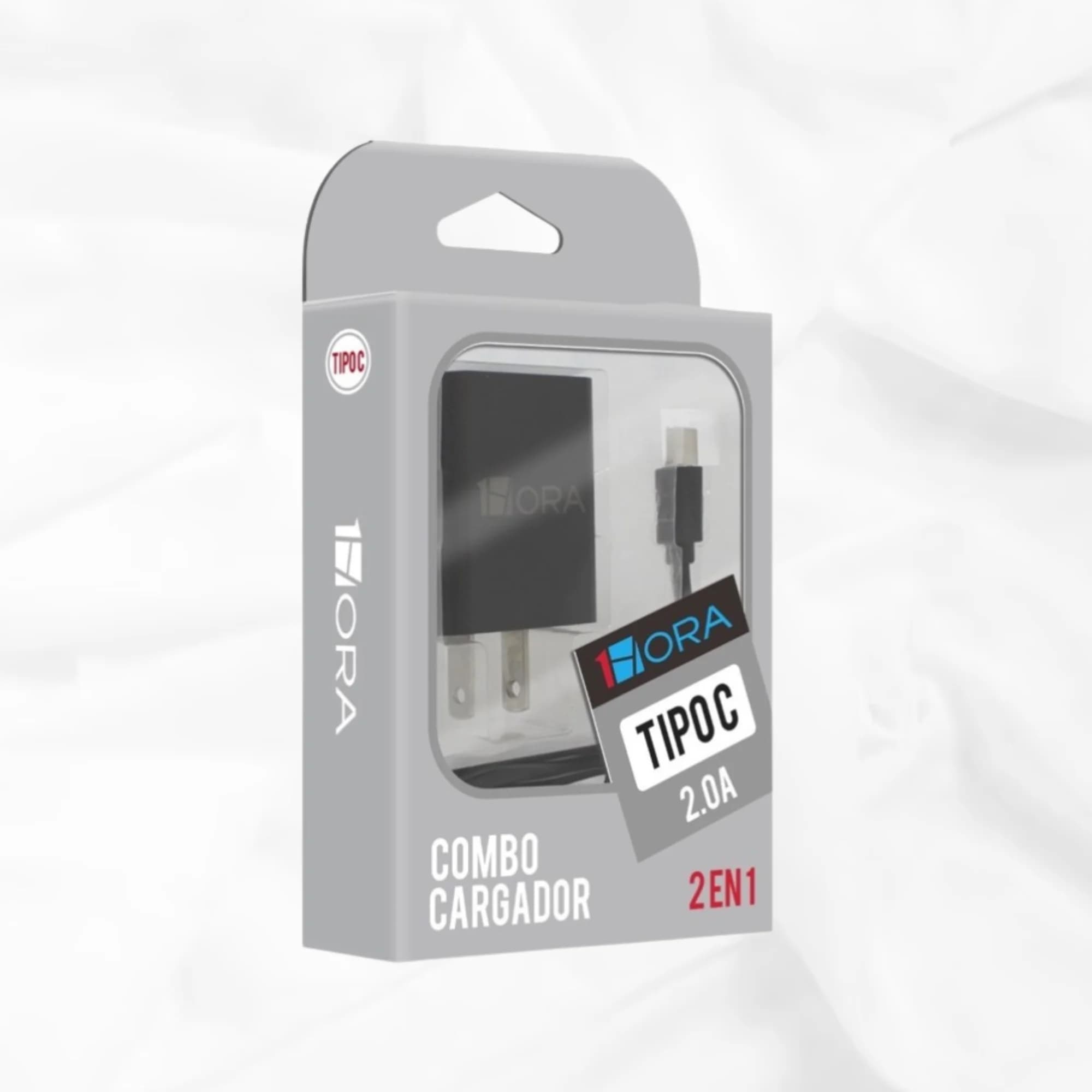 Cargador USB 2.0a con Cable Tipo C Carga Rápida de 1Hora