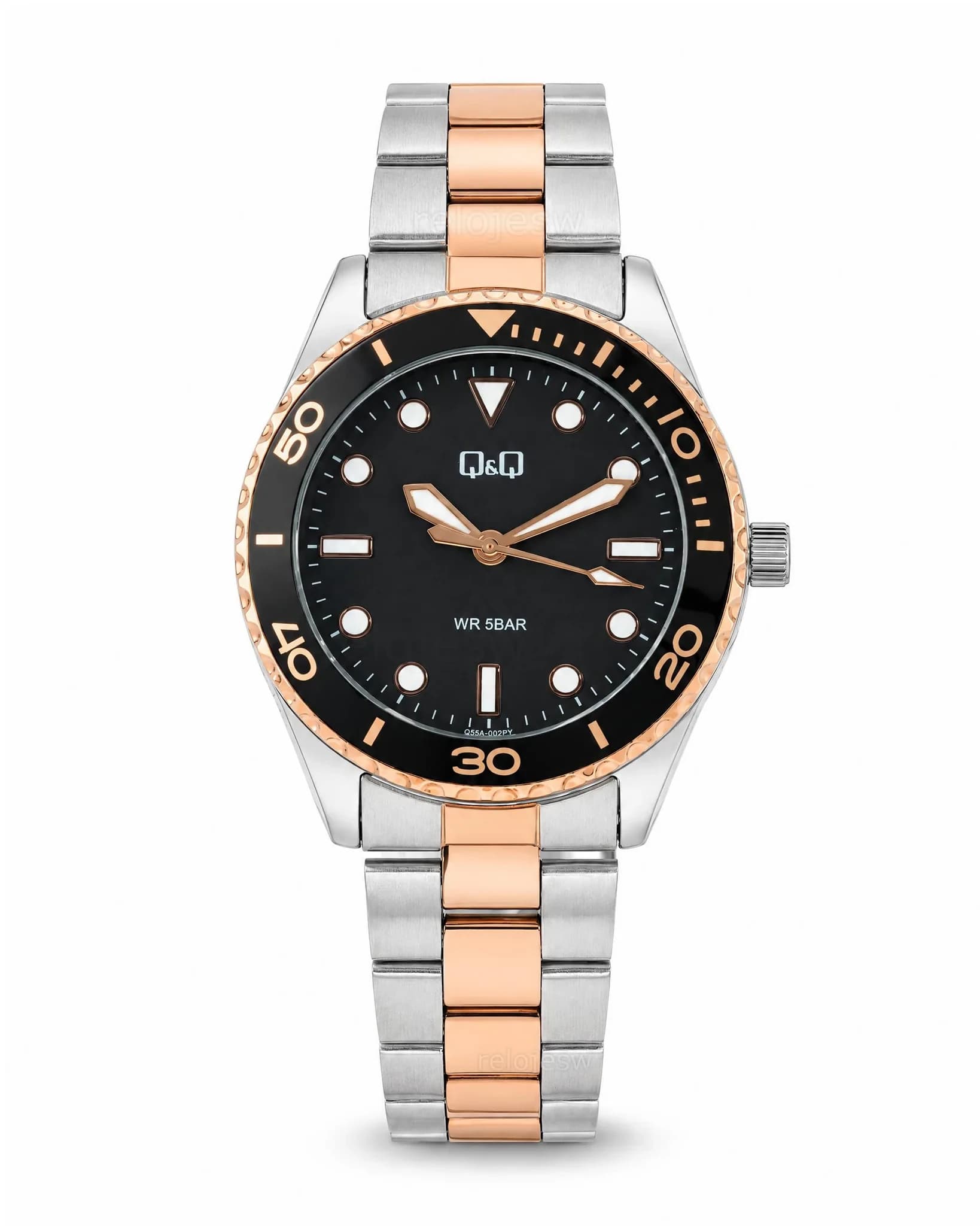 Reloj Q&Q Mujer Original Plateado y Oro Rosa