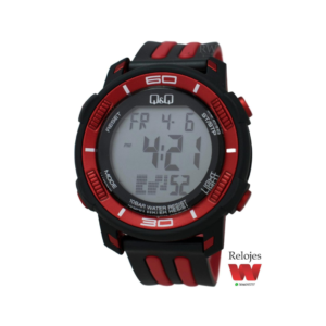 RELOJ QYQ HOMBRE NEGRO ROJO